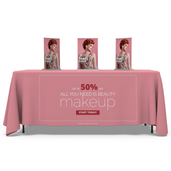 Display table with pull up banners