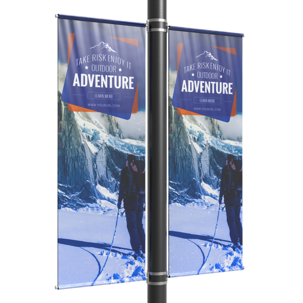 Pole with two display banners