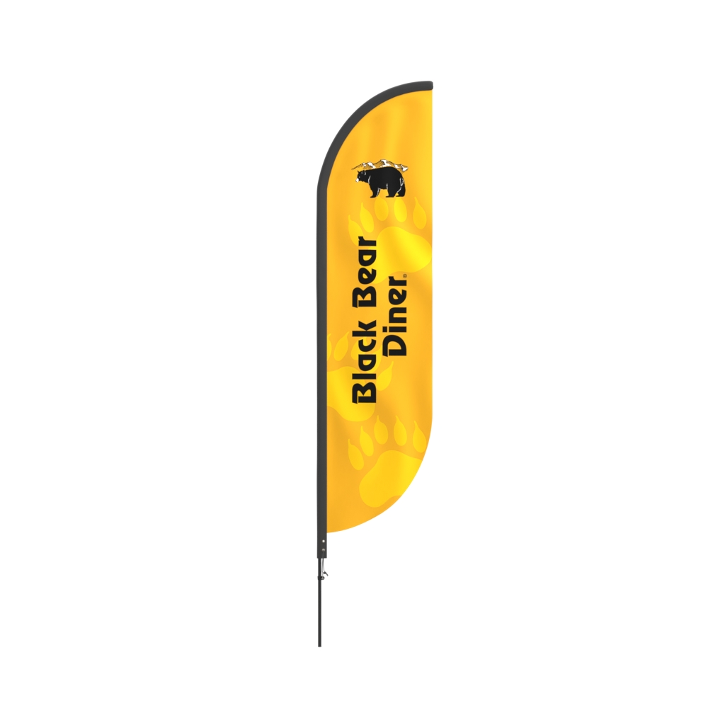 Black Bear Diner® 12ft Feather Banner - Double Sided (Black Bear Diner Layout)